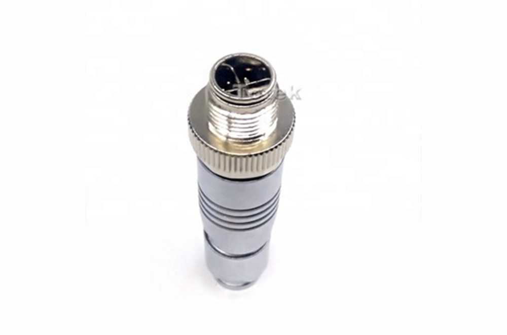 Bus system connector, 8-position, shielded,Plug straight,M12,X-coded